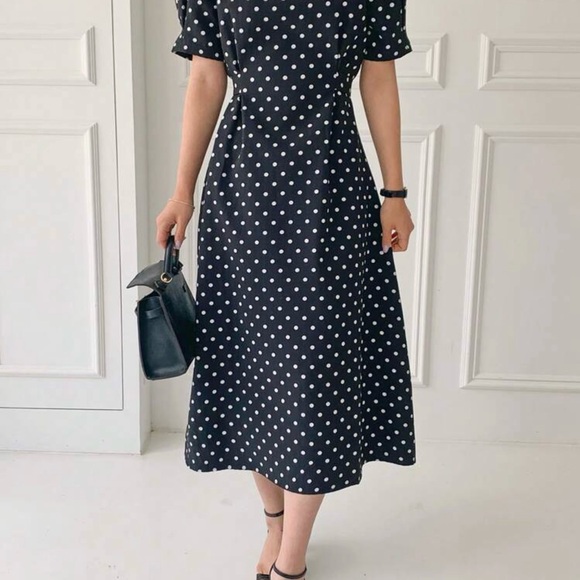 DAZY Nwot Black and White Polka Dot Midi Dress size M - Picture 2 of 15